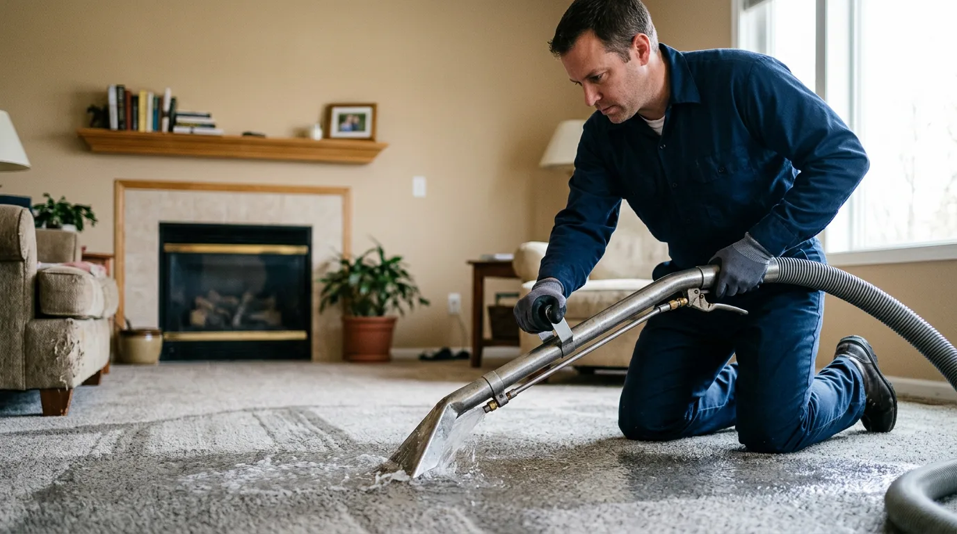 Water damage restoration technician working near Plymouth, MA